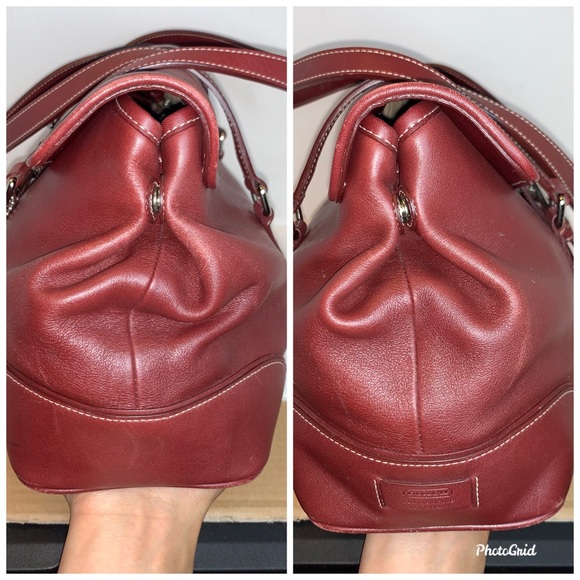 Coach Burgundy Leather Carryall Hampton Bag - Picture 4 of 7